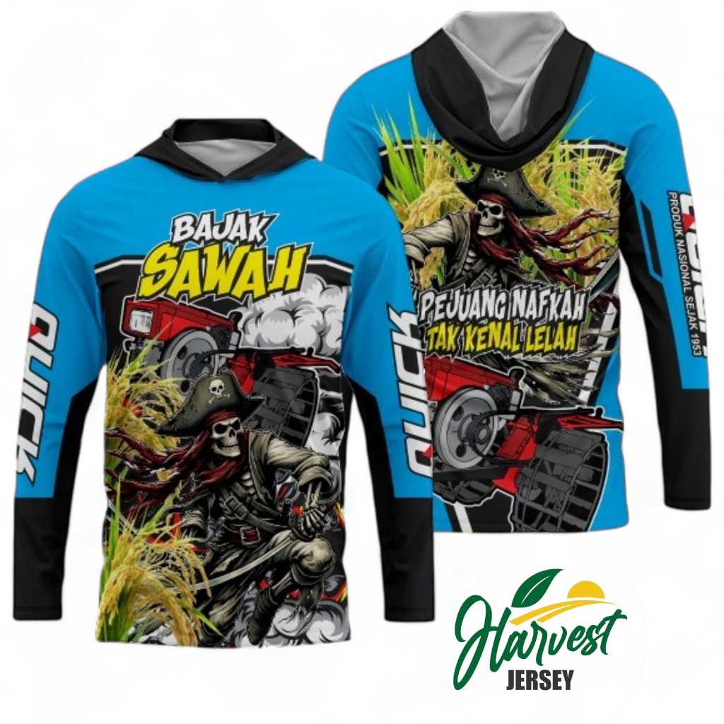 Kaos Jersey Petani Gabah Padi Bajak Sawah Lengan Panjang Drifit Adem Tebal Full Printing