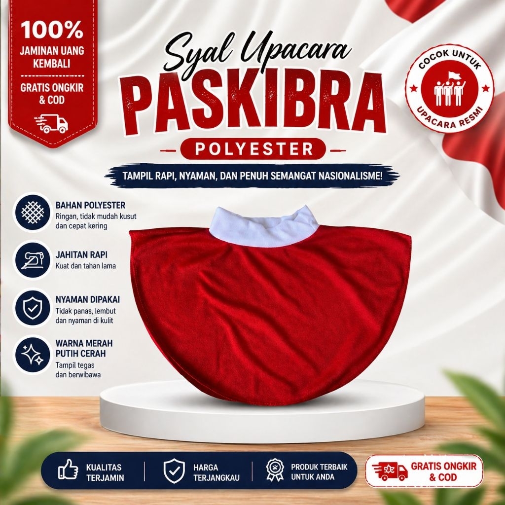 Syal Paskibra Model Kaos - Scarf Paskibra - Syal Upacara - Slayer Paskibra - Slayer Upacara
