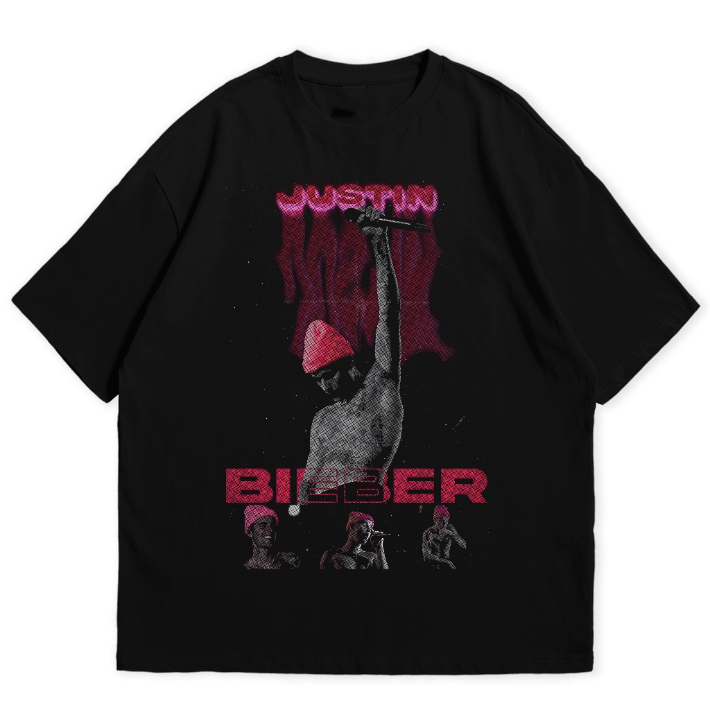 Fiego JUSTIN BIEBER SWAG 2 | Premium Black Oversize T-Shirt |  Black AND WHITE TShirt