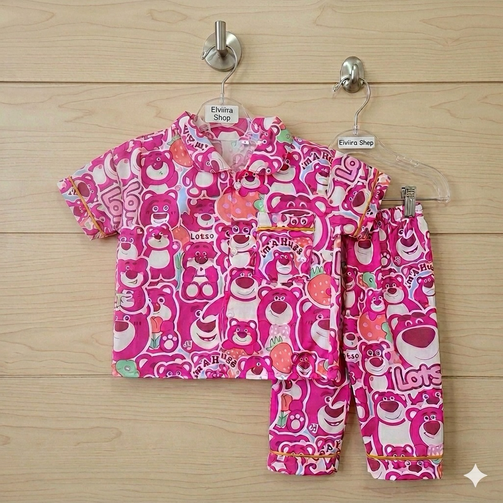 Baju Tidur Piyama Anak-Anak Perempuan Lotso Kuromi Hello Kitty Viral