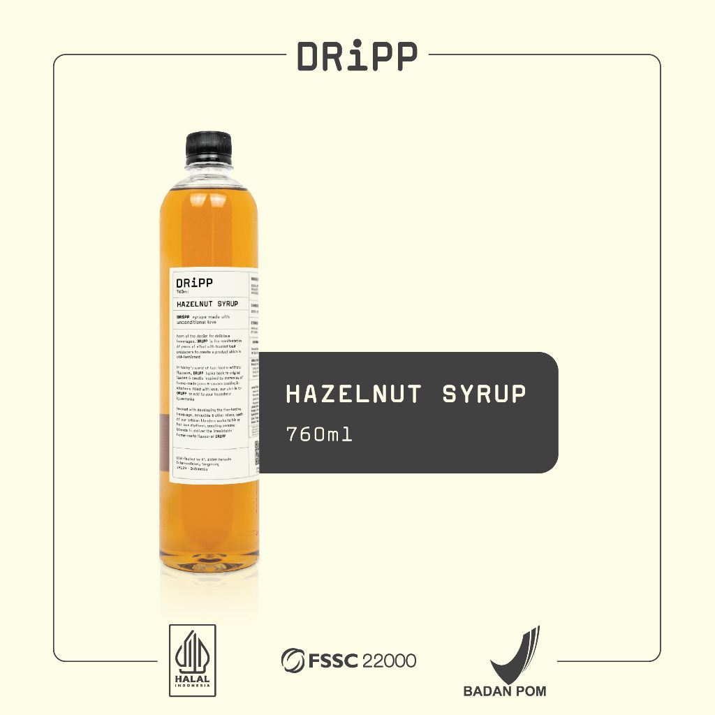Dripp syrup hazelnut 760ml - Hazelnut syrup - Sirup minuman rasa hazelnut