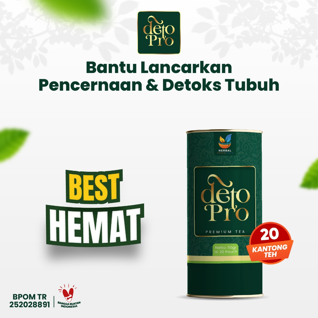 DETO PRO - Teh Celup Detopro Rempah Herbal Pacar cina, kuku, Daun Bidara, Kelor Atasu Detox Pencerna
