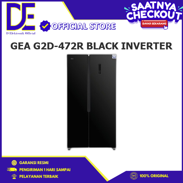 GEA G2D-472R BLACK INVERTER KULKAS 472L Side By Side LED display G2D-472R BLACK INVERTER G2D-472R