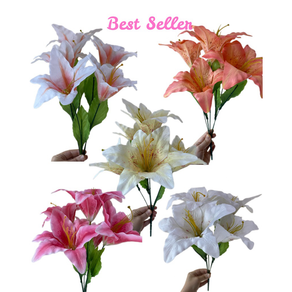 Bunga lily jumbo palsu artificial dekorasi pernikahan buket lamaran pajangan/casablanca artificial