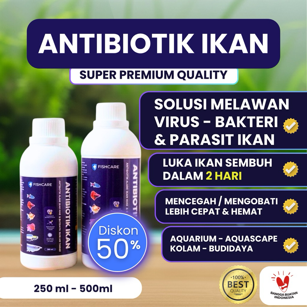 Fishcare - Obat Ikan Antibiotik Alami 250ml 500ml Obat Ikan Hias Kolam Aquarium Indonesia | Ikan Koi
