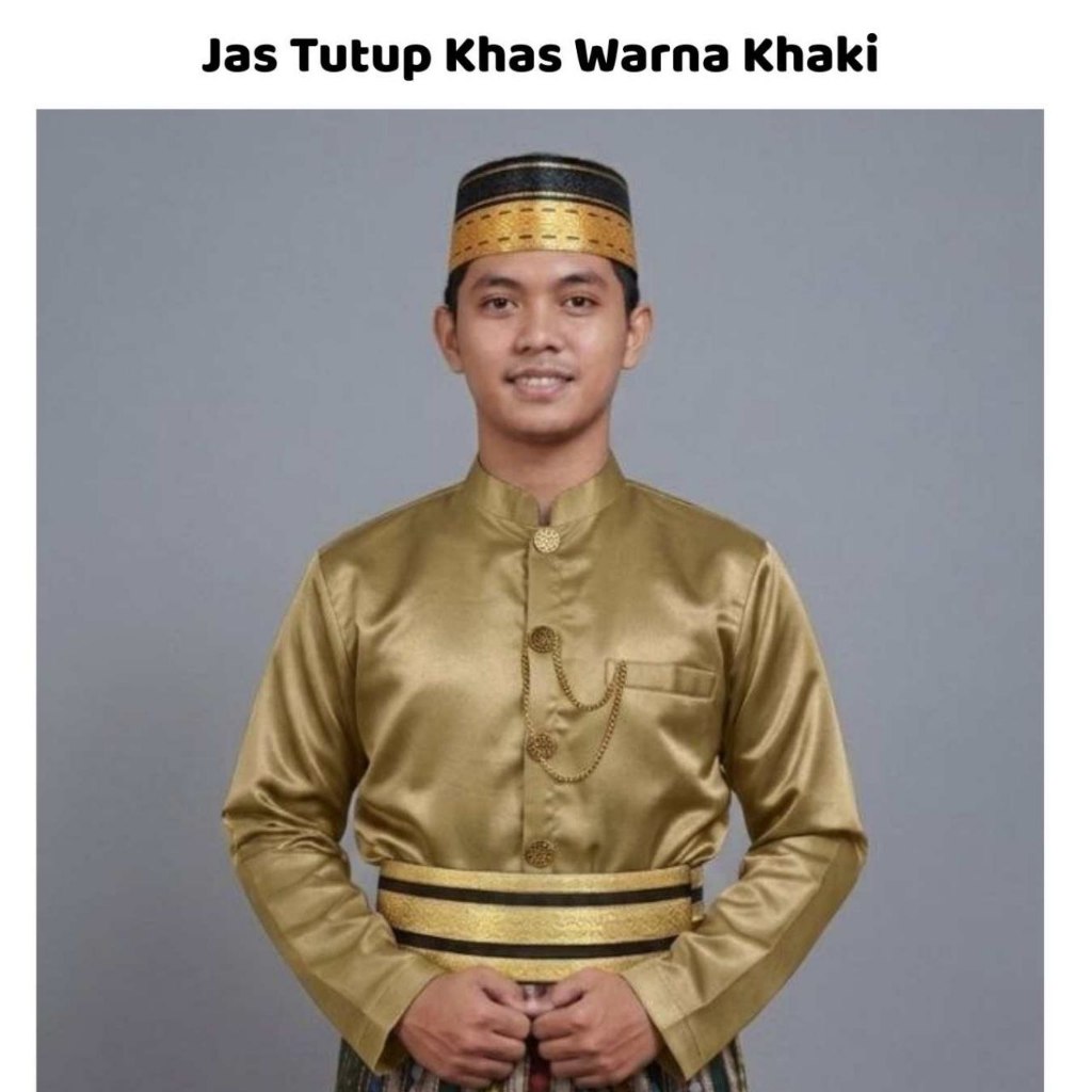 Jas Tutup Bugis Makassar Pria Premium Warna Khaki Baju Adat Bugis Free Aksesoris Rantai