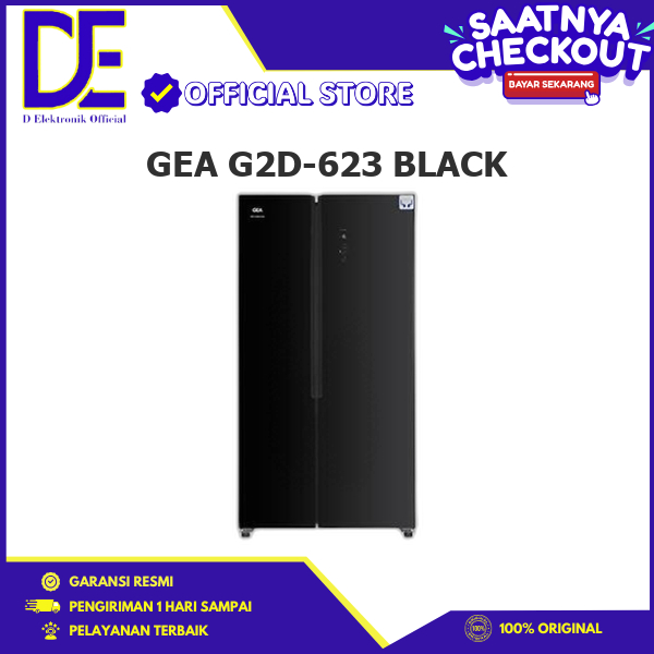 GEA G2D-623 BLACK KULKAS 625 Liter Refrigerator Side By Side G2D-623 BLACK G2D-623 G2D623