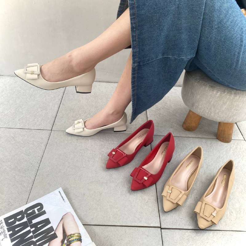 Simoncelli Sepatu Tumit Tahu 3 cm Wanita Mutiara | Sepatu Kerja | Pansus Cewek Heels Import 999-1100