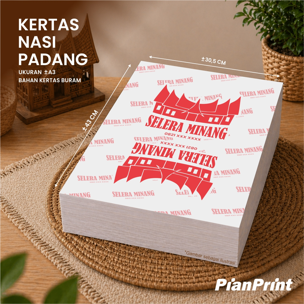 Kertas Nasi Padang Custom Desain | Kertas bungkus nasi padang custom