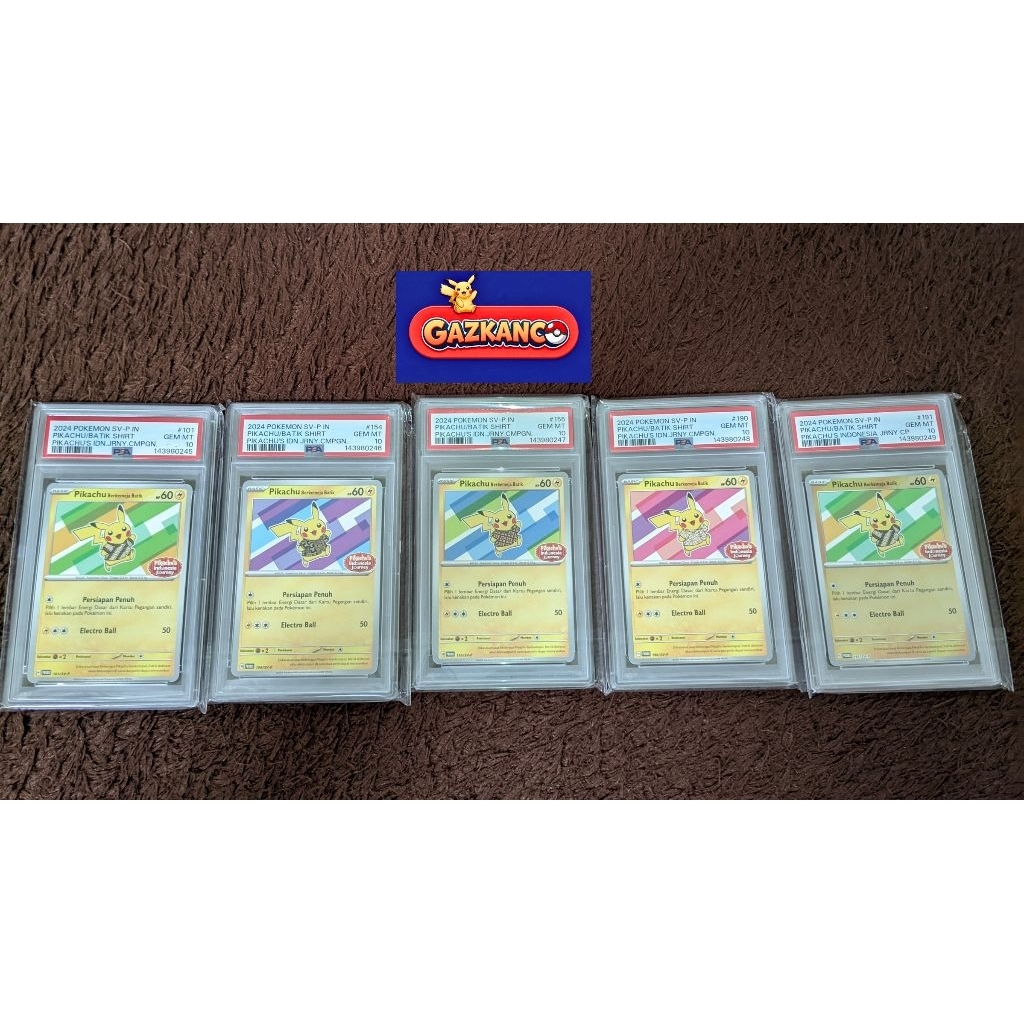 Pikachu Berkemeja Batik Full Set PSA 10 (Sequential Cert)
