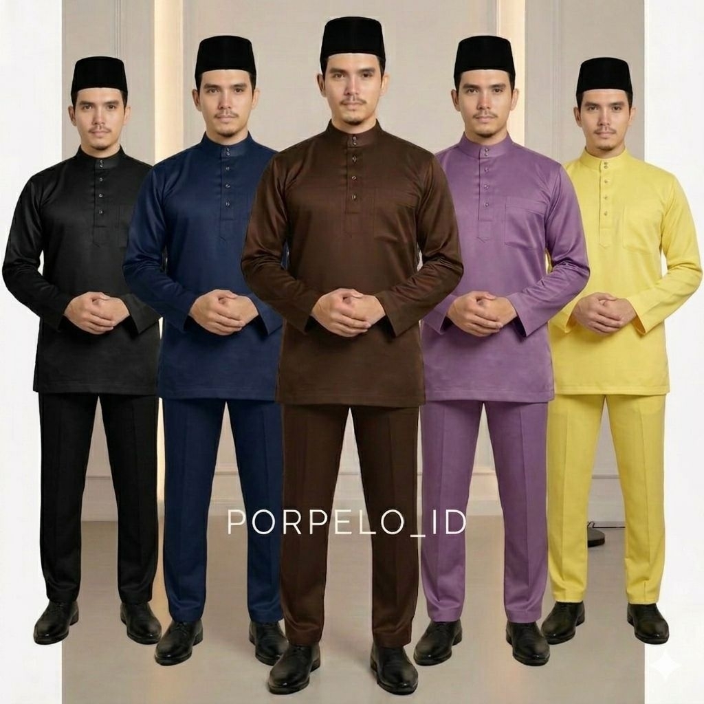 TERBARU SETELAN TELUK BELANGA BAHAN SATIN VALVET BAJU ADAT KURUNG  MELAYU  PRIA DEWASAA