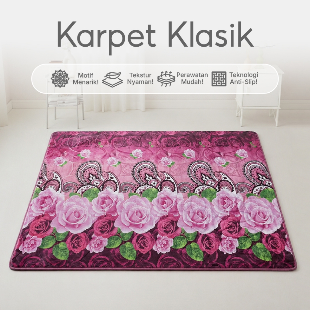 WORLDHOME Karpet Malaysia Bulu Microfiber Jumbo Empuk Tebal Alas Lantai 140x200 220x200 270x200