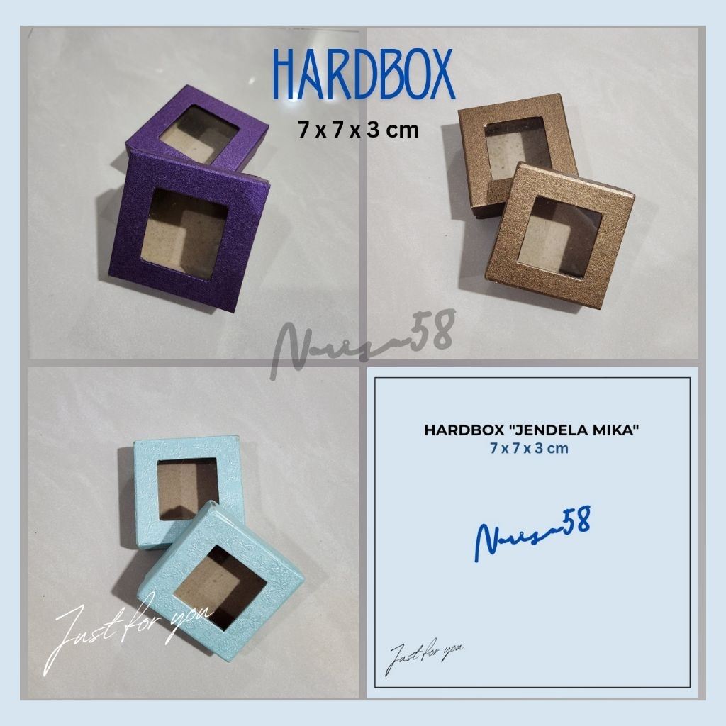 Kotak Box Hardbox "Jendela Mika" | 7x7x3 | Box Mika Frame | Kotak Kado Simple Elegan | Giftbox | Kot