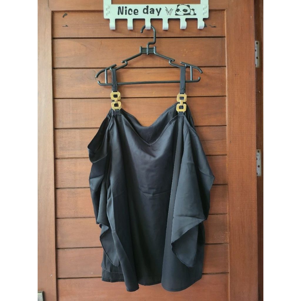 SHEIN Top Blouse Off-shoulder Big Size Plus Size Jumbo Black 4XL