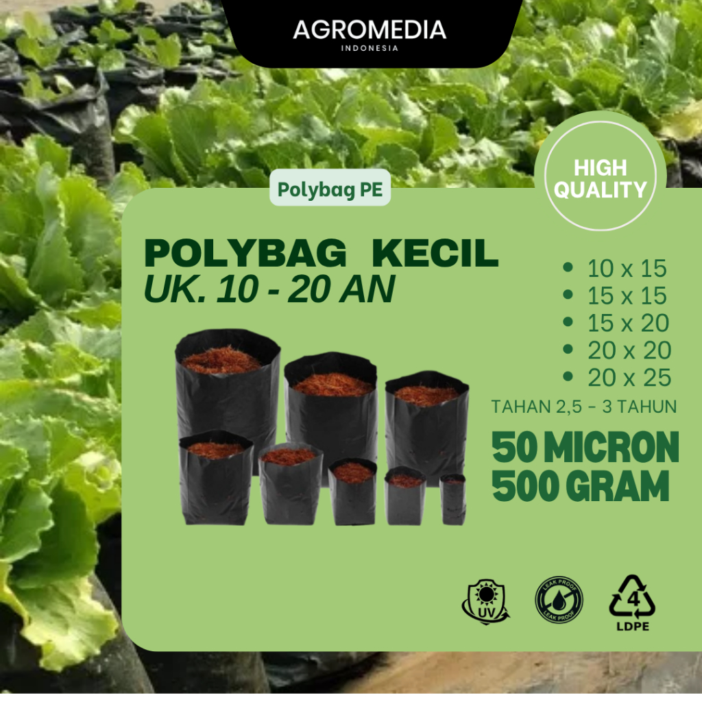 Plastik polybag kecil ukuran 15 an plastik semai tanaman polibag Tanaman / Kantong Polybag / Polibek