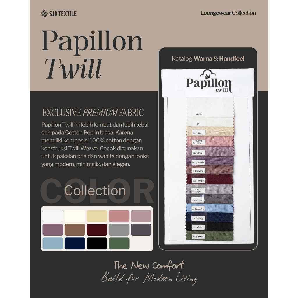 Katalog Papillon Twill Catalogue by SJA Textile / Kain Katun Cotton 40s untuk Kemeja, Tunik Handfeel