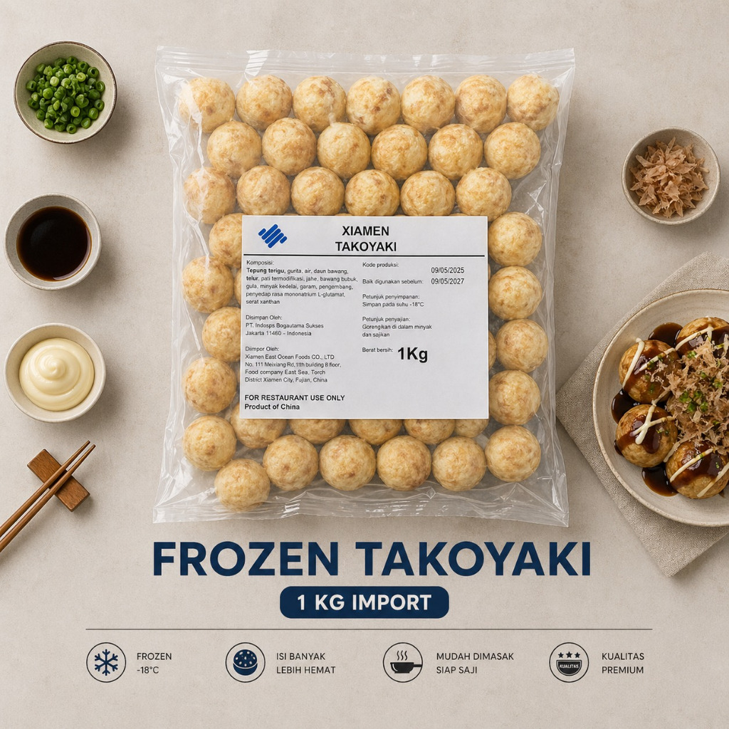 [PBB] Takoyaki Instant 1Kg Import / Bola Gurita Jepang Siap Masak / Snack Frozen Praktis / Adonan Ta