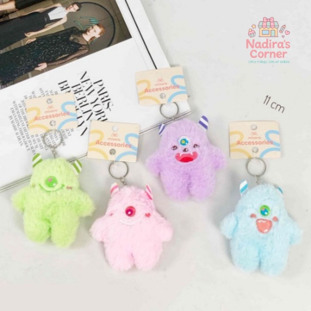 [Nadira's Corner] Gantungan Boneka Monster / Gantungan Bulu Pastel / Bag Charm