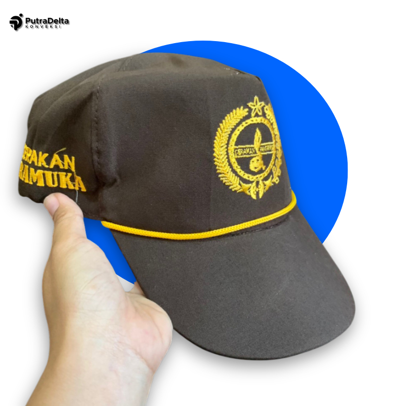 TOPI PRAMUKA PEREKAT SD SMP SMA LAKI LAKI, PENGGALANG. TOPI SCOUT PRAMUKA BORDIR KIRI KANAN KRETEK,