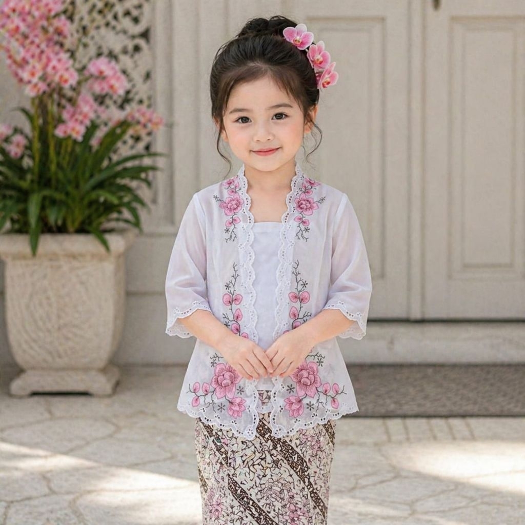 Kebaya Jadi Bordir Untuk Anak/Kebaya Bordir/Kebaya Lonceng/Kebaya Anak