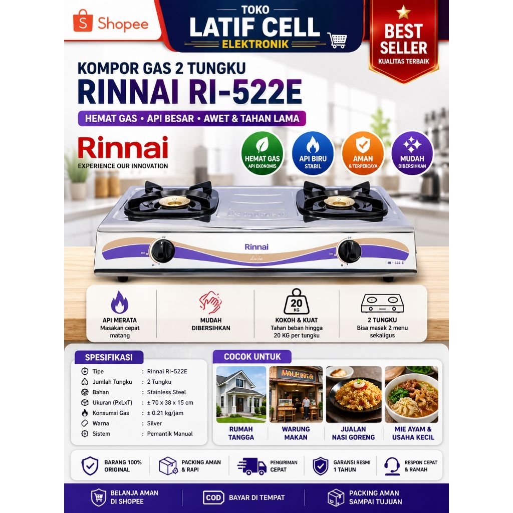 kompor 2 tungku Rinai ri522e