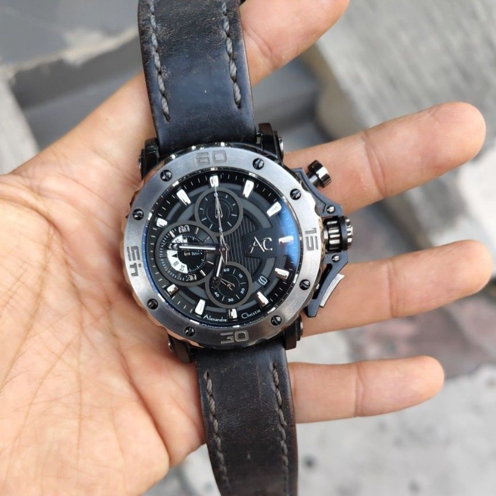 Jam Tangan Preloved Pria AC Collection 9205MC Original Tali Kulit