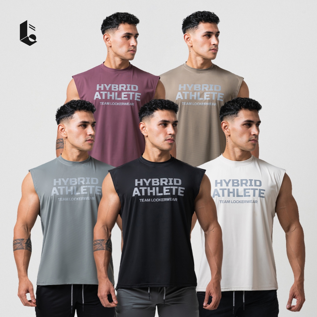 Lockerwear Sleeveless Olahraga Gym Running Lari Pria Kaos Singlet Hybrid Athlete Sport Quick Dry Fit