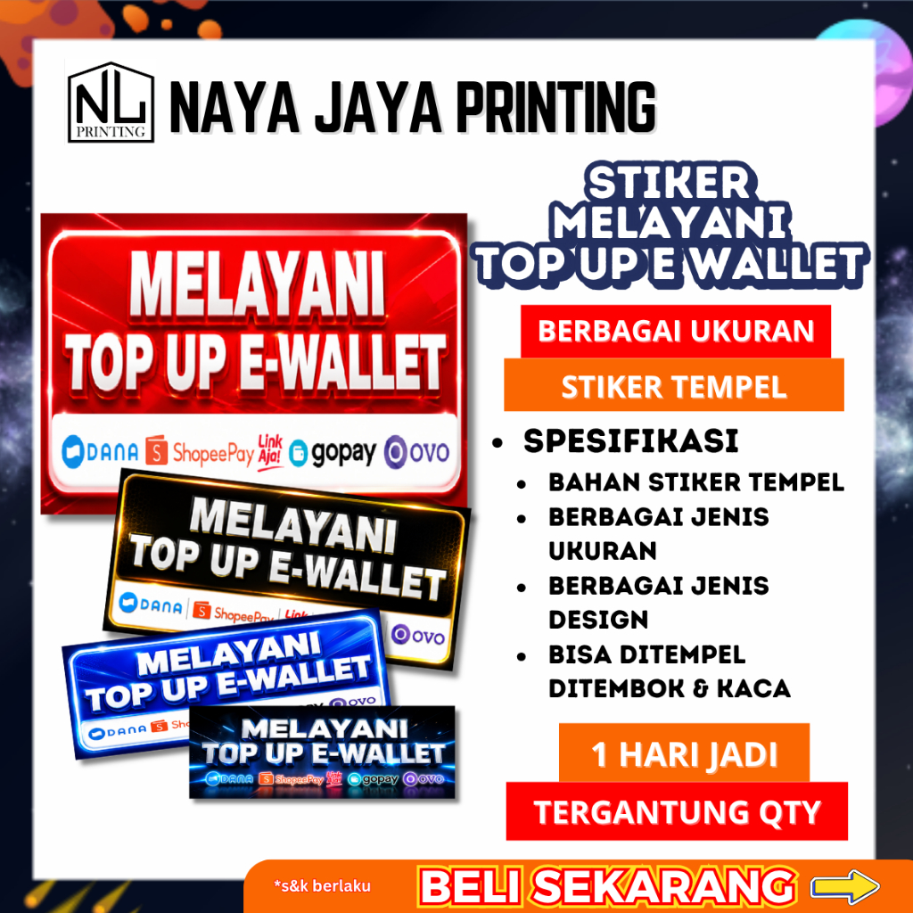 Stiker melayani top up e wallet