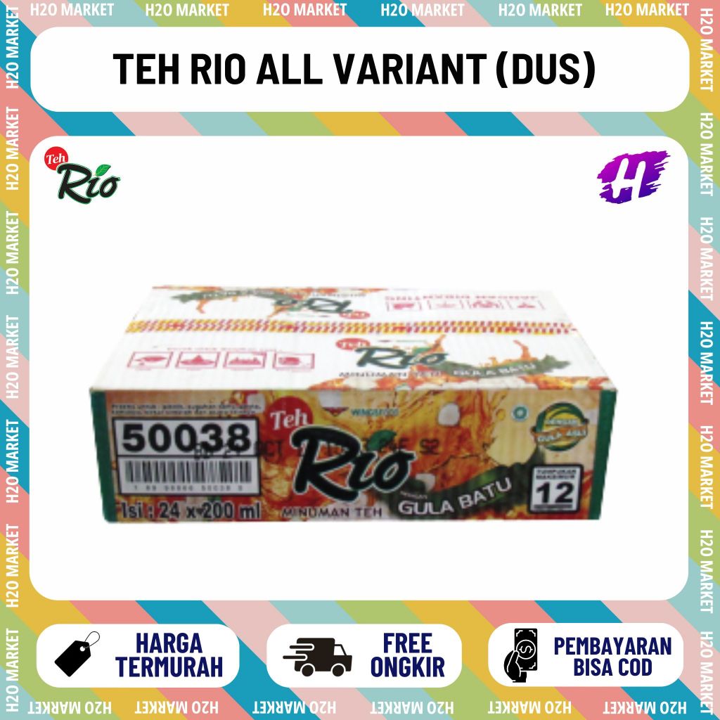 (1 DUS ISI 24 PCS) Teh Rio Minuman Teh Original Madu Gula Batu 24 x 180ml Teh Gelas Rio