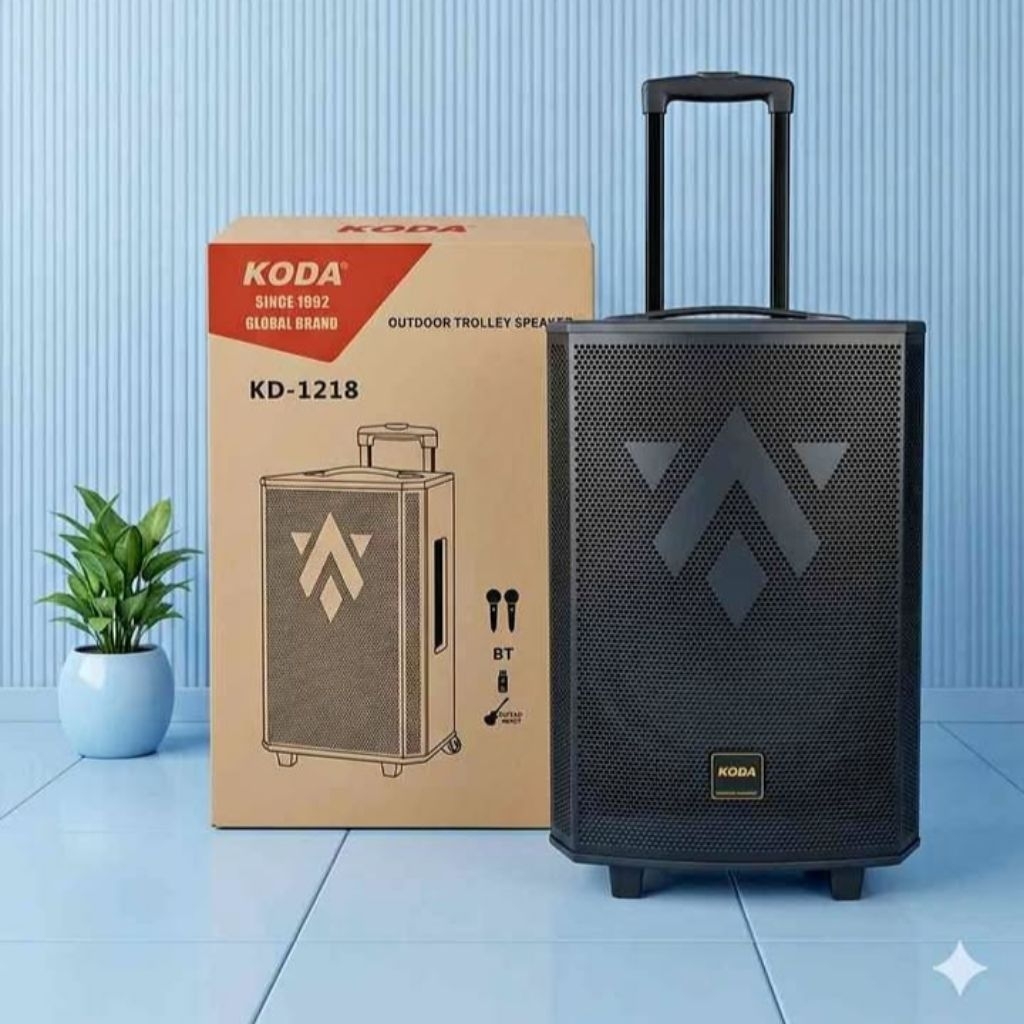 BATAM - KODA KD1218 KD 1218 BLACK portable speaker bluetooth trolley 12 inch 2 mic