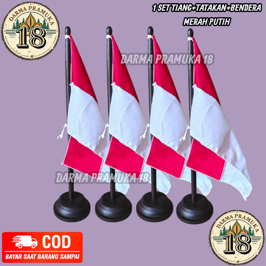 BENDERA MERAH PUTIH / BENDERA MERAH PUTIH MEJA + TIANG KAYU