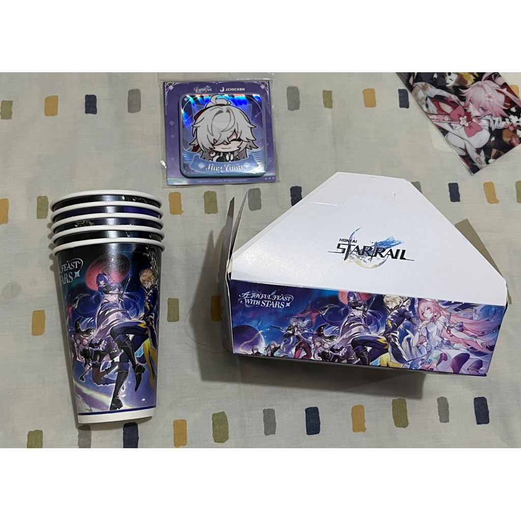 HSR x Jchicken j chicken Honkai Star Rail collab 3rd anniversary badge jing yuan box food kotak maka