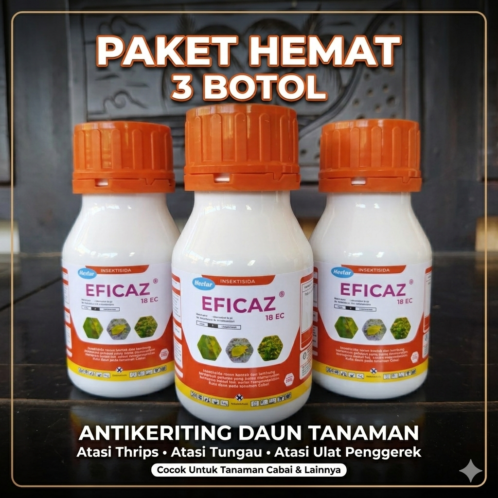 Eficaz Paket Hemat 3 Botol 100ml Obat Tanaman Tomat Sayur Cabai Anti Keriting Daun Hama Tungau & Thr