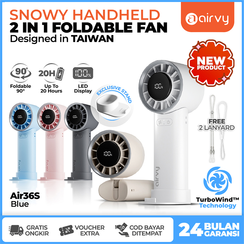 Kipas Angin Portable Fan Mini Kecil USB Genggam Turbo Wind High-Speed Lipat Cooling Handheld LED Dis