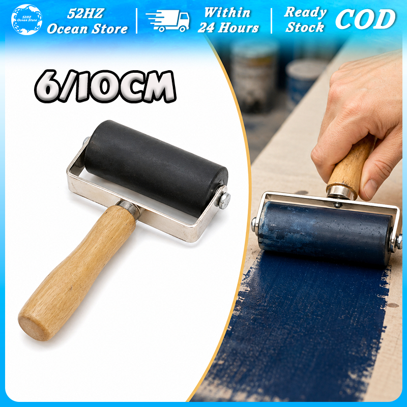 Brayer Printmaking Roller Cetak Grafis Alat Seni Roller Karet Kayu Alat Lukis Praktis Awet