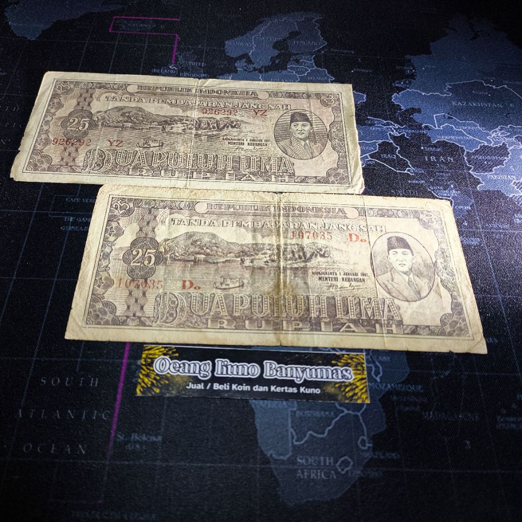 Koleksi 25 Rupiah Tahun 1947 Seri ORI (Oeang Republik Indonesia) Original