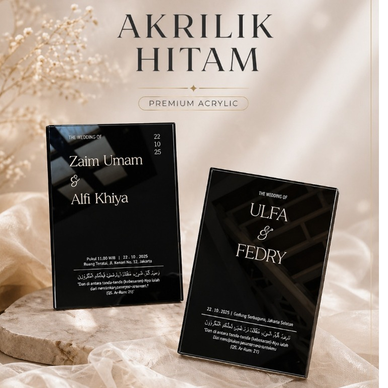 Akrilik mahar hitam - akrilik persegi - Nama Grafir mahar - akrilik brush kotak persegi - bahan maha