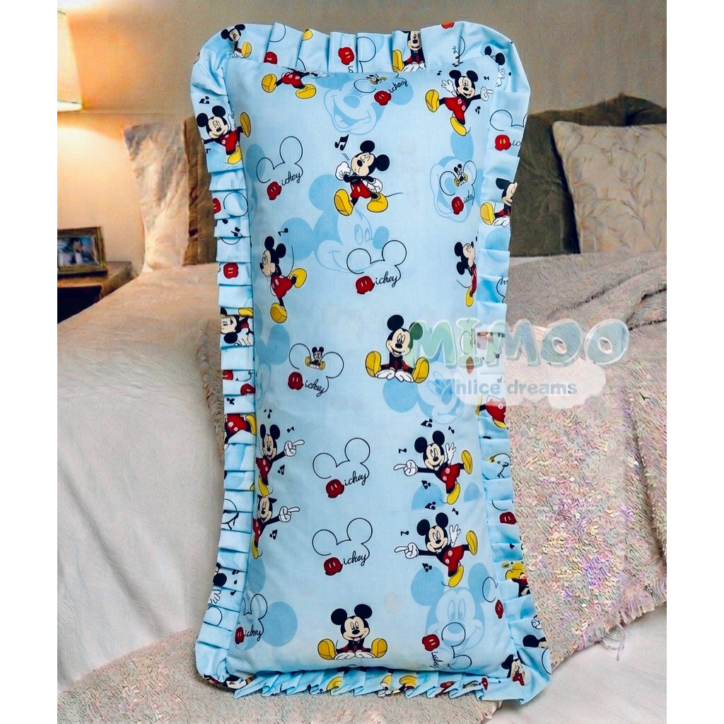 PROMO Bantal Cinta Jumbo 100x50 Cm + Sarung Mickey Biru