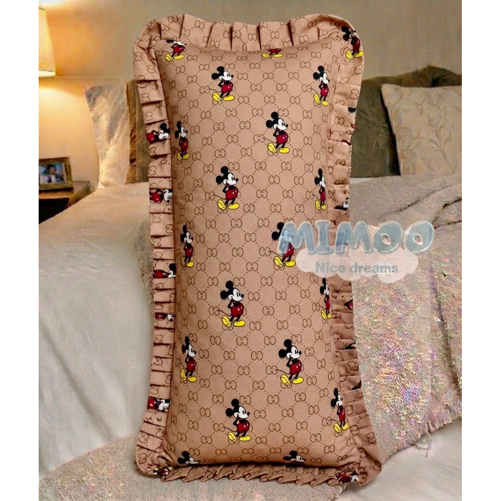 PROMO Bantal Cinta Jumbo 100x50 Cm + Sarung Mickey coklat