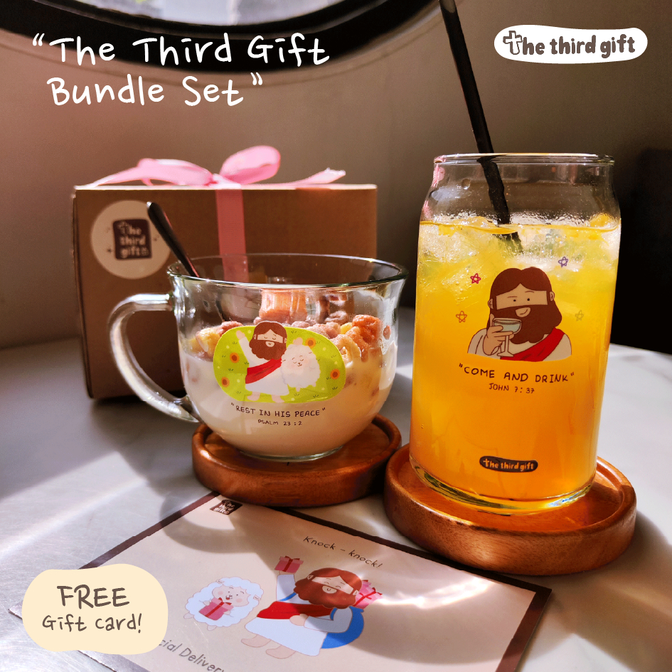 The Third Gift Bundle Gift Set hampers kado souvenir rohani Kristen Katolik gelas dan alas aesthetic