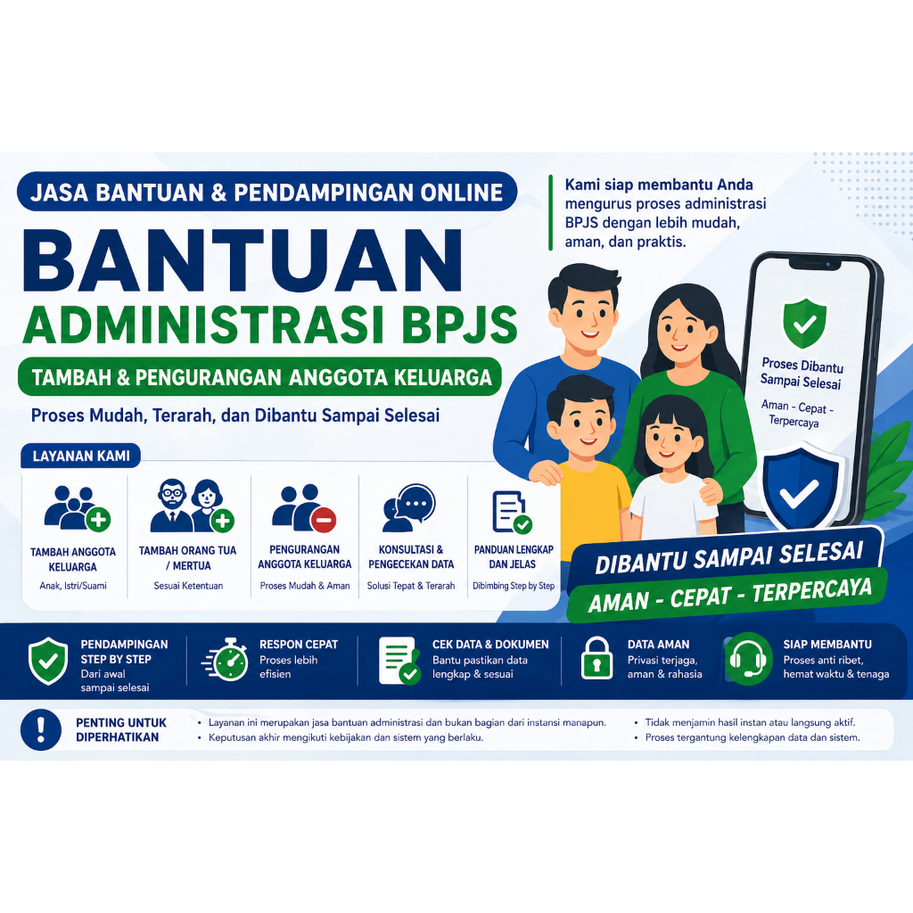 Jasa Bantuan BPJS Kesehatan |Tambah dan Hapus Anggota Keluarga (Anak, Istri, Orang Tua, Mertua) Pend