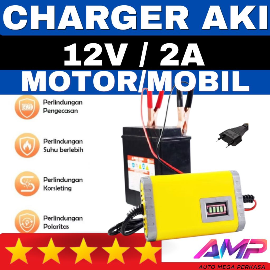 CHARGER AKI 12V/2A KERING BASAH KUNING PORTABLE MURAH CHARGER ACCU 12 VOLT 2 AMPERE