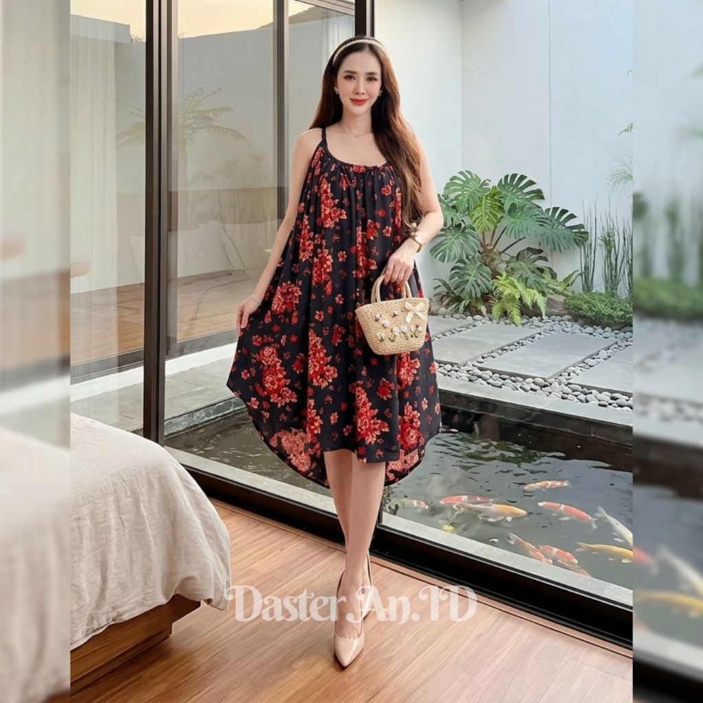 Roseta Dress Yukensi Jumbo XXL LD 140 Rayon Adem Lembut Daster Bali Seksi Payung Tanpa Lengan Busui