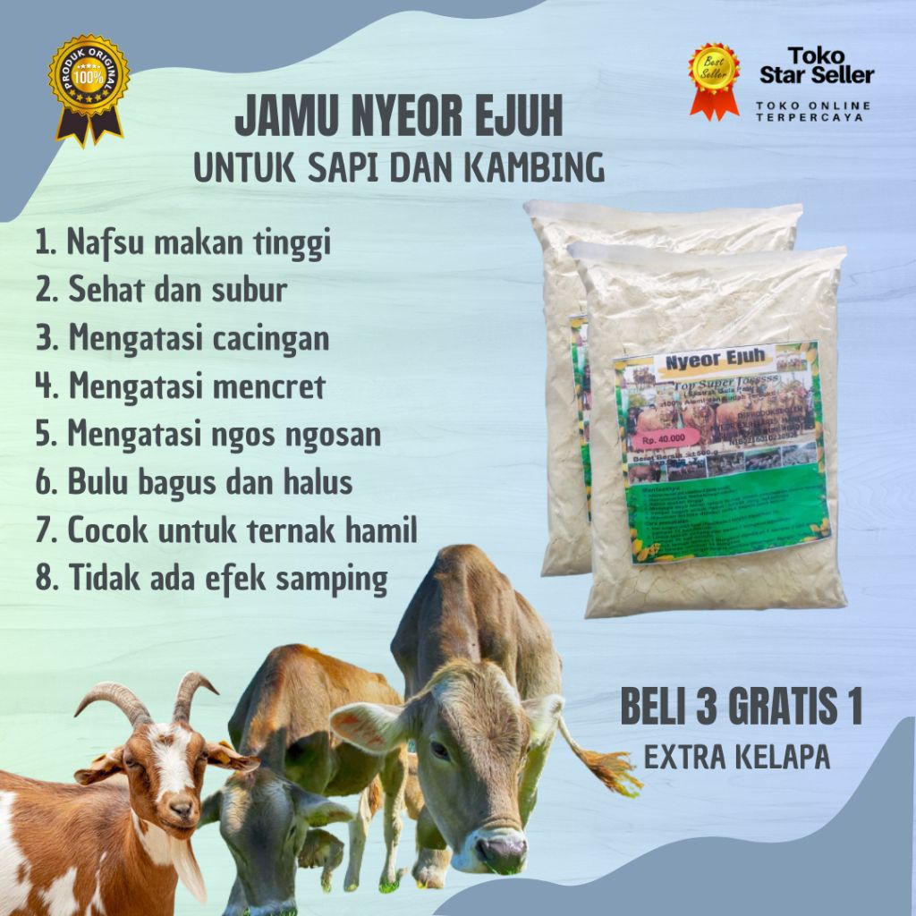 JAMU SAPI KAMBING NYEOR EJUH VITAMIN SAPI JAMU HERBAL ALAMI NAFSU MAKAN TINGGI TIDAK GAMPANG SAKIT