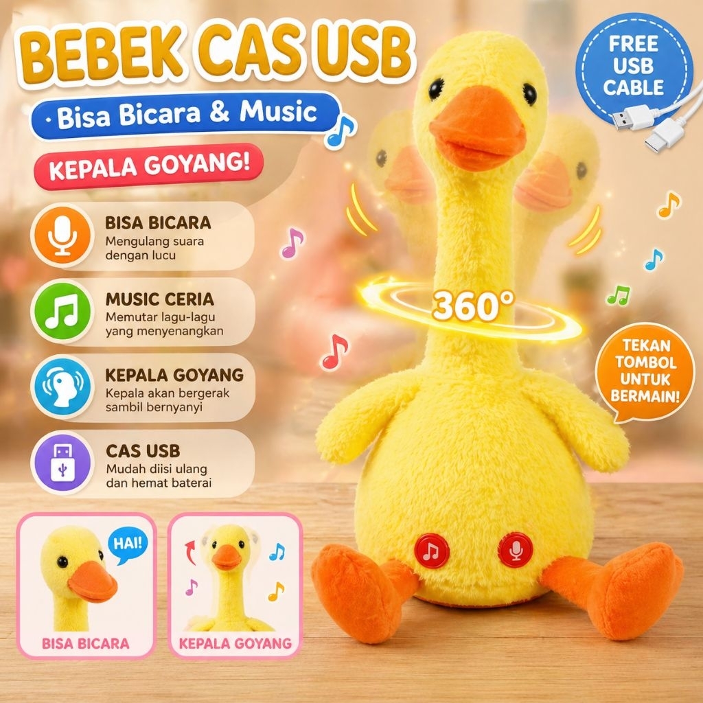 Mainan Kaktus Bergoyang Dancing bebek Boneka bebek Goyang dan Bicara bebek Joget Ngomong