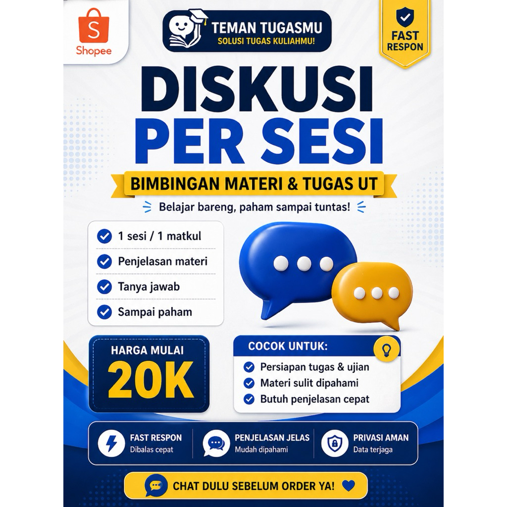 Diskusi Tuton UT | Bimbingan Belajar Online Per Sesi | Konsultasi Tugas