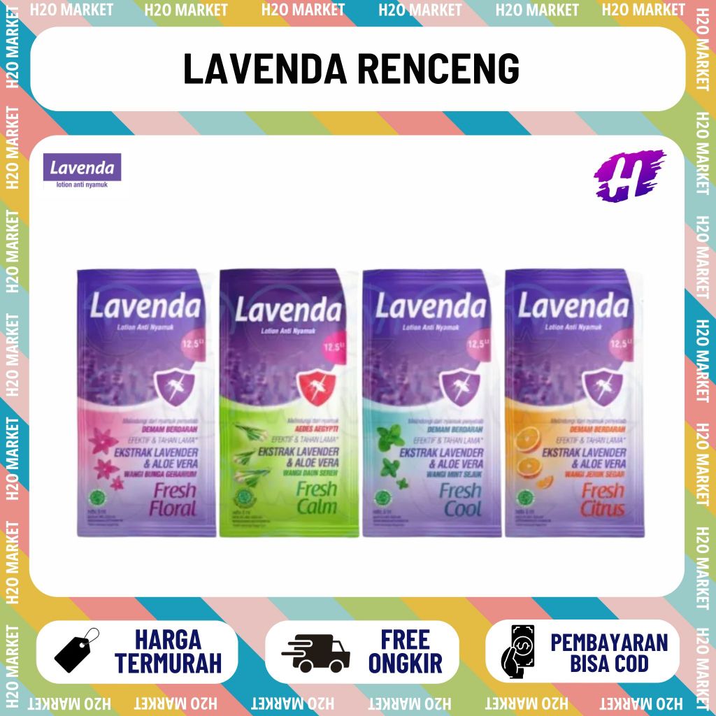 (1 RENCENG ISI 12 PCS) Lavenda Lotion Anti Nyamuk Sachet 8 ml Per Renceng Isi 12 Sachet Lavenda