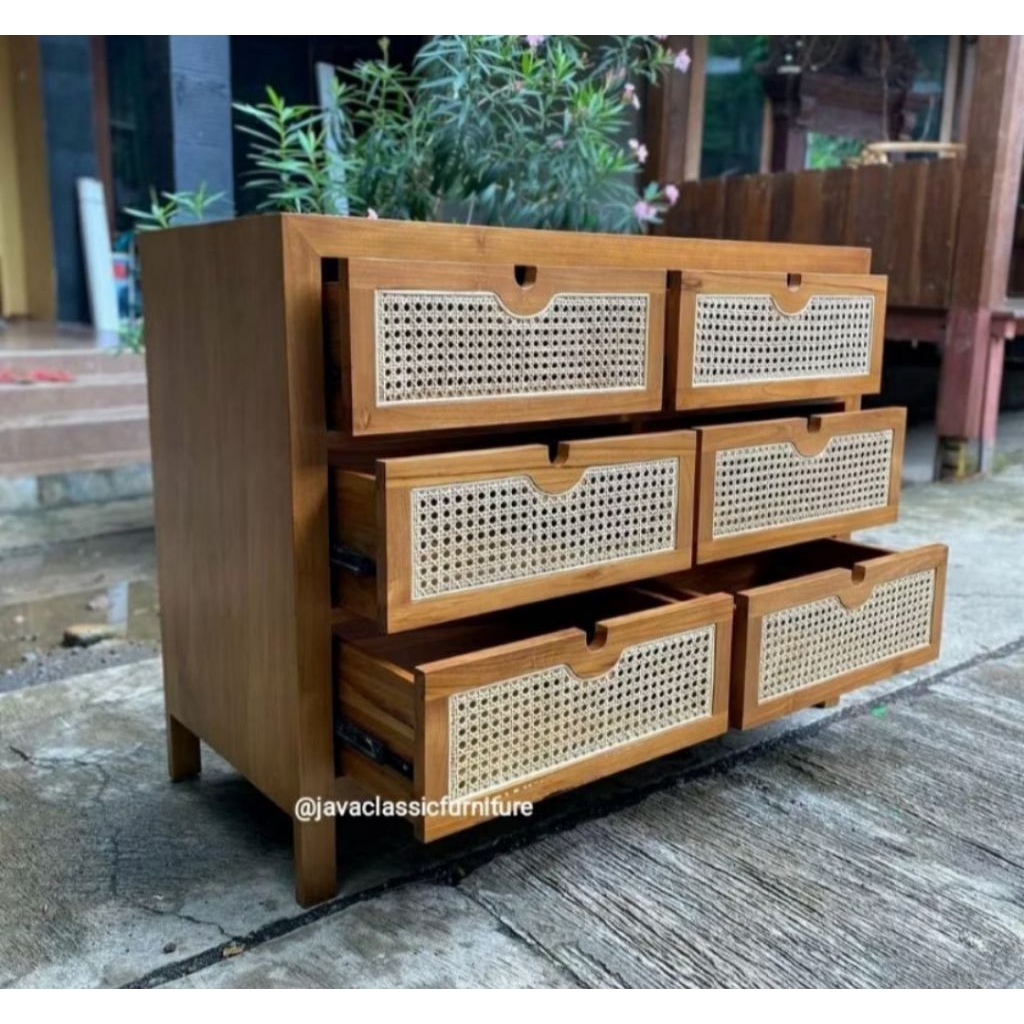 DP CUSTOM ORDER BUFET SCANDINAVIA LACI 6 ROTA DRAWER KABINET TV RETRO MINIMALIS + BUFET OVAL KAYU JA