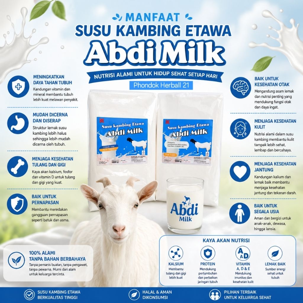 Abdi Milk - Etawa Goat Milk Powder 1kg ( Non Sugar )