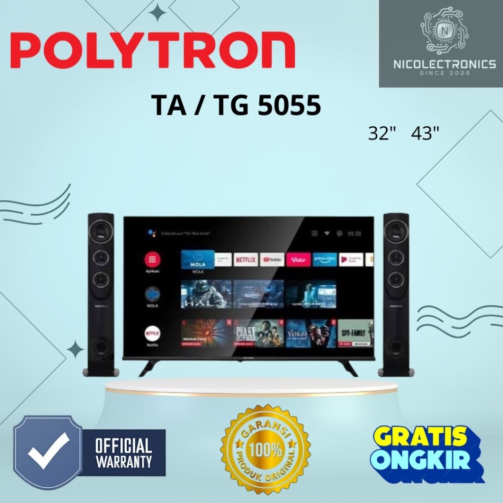 TV LED Polytron 32TG9055 / 43TA5055 LED Polytron 32 inch / 43 inch Android TV Polytron